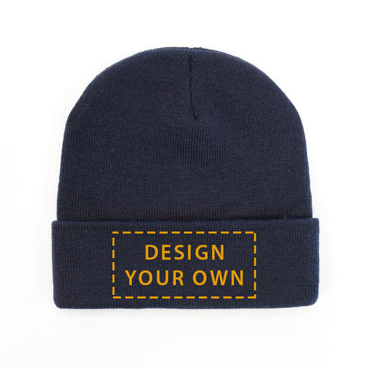 Customisable Beanie - cuffed type in blue colour