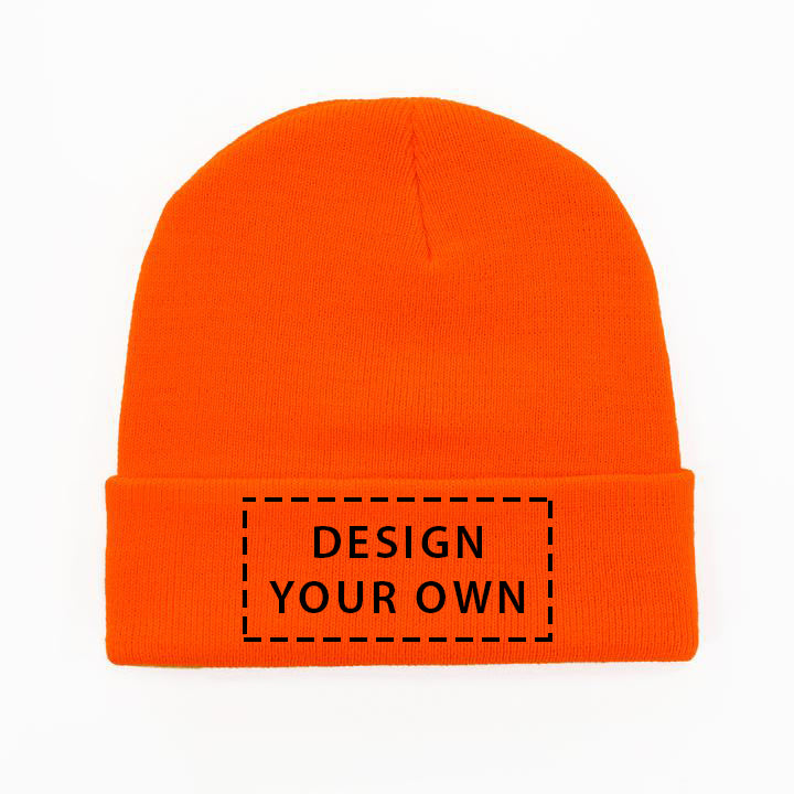Customisable Beanie - cuffed type in orange colour