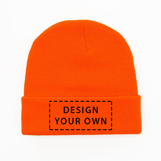 Customisable Beanie - cuffed type in orange colour