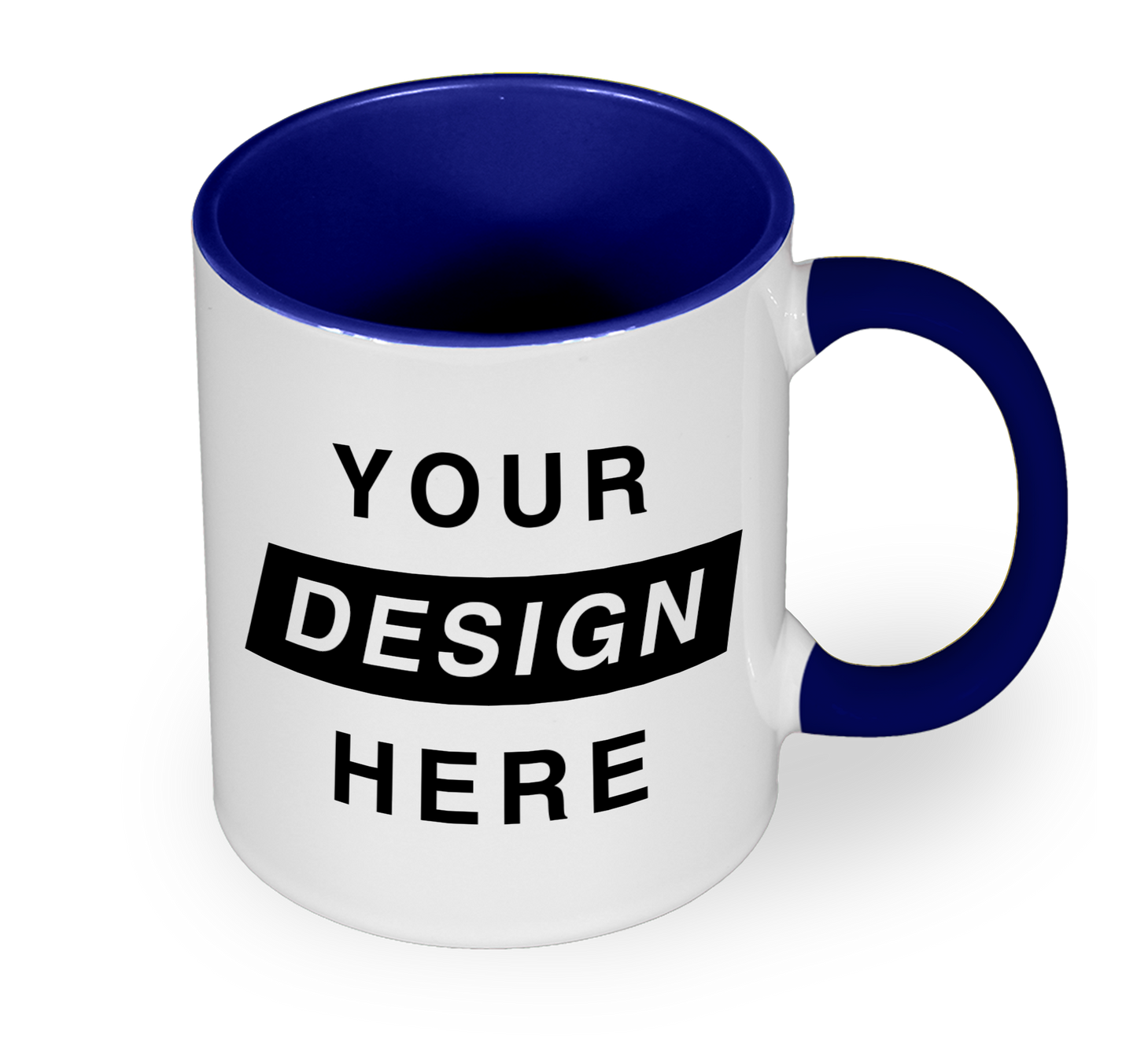 Colour Mug with Darkblue handle and Your Designs Here design