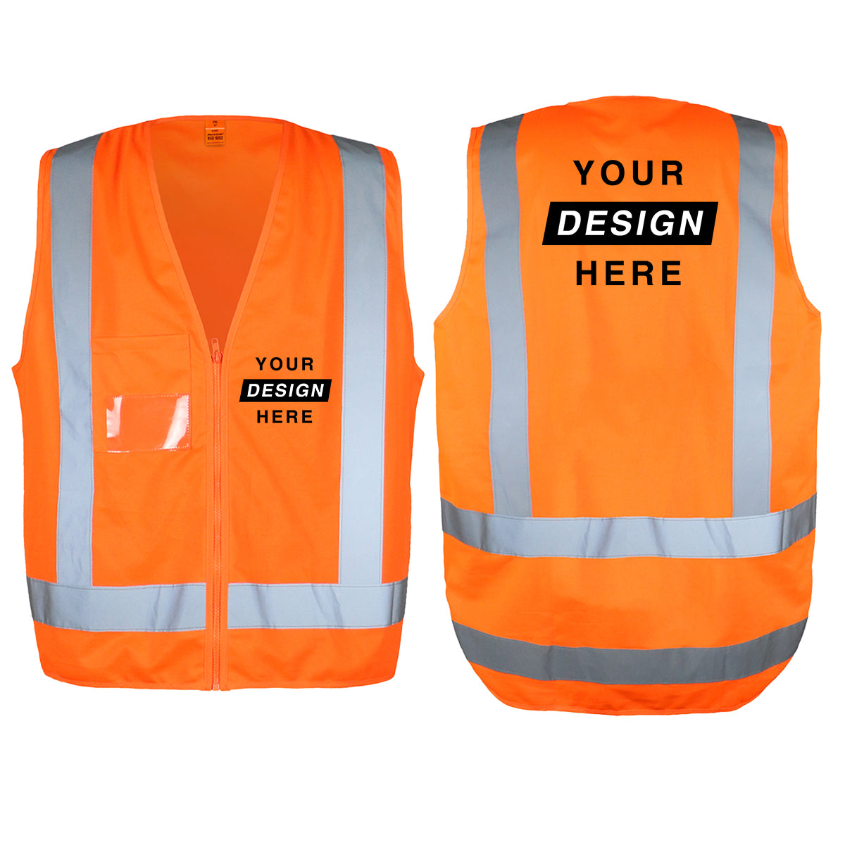 High-Visibility vest Orange colour with design printed on front and back side