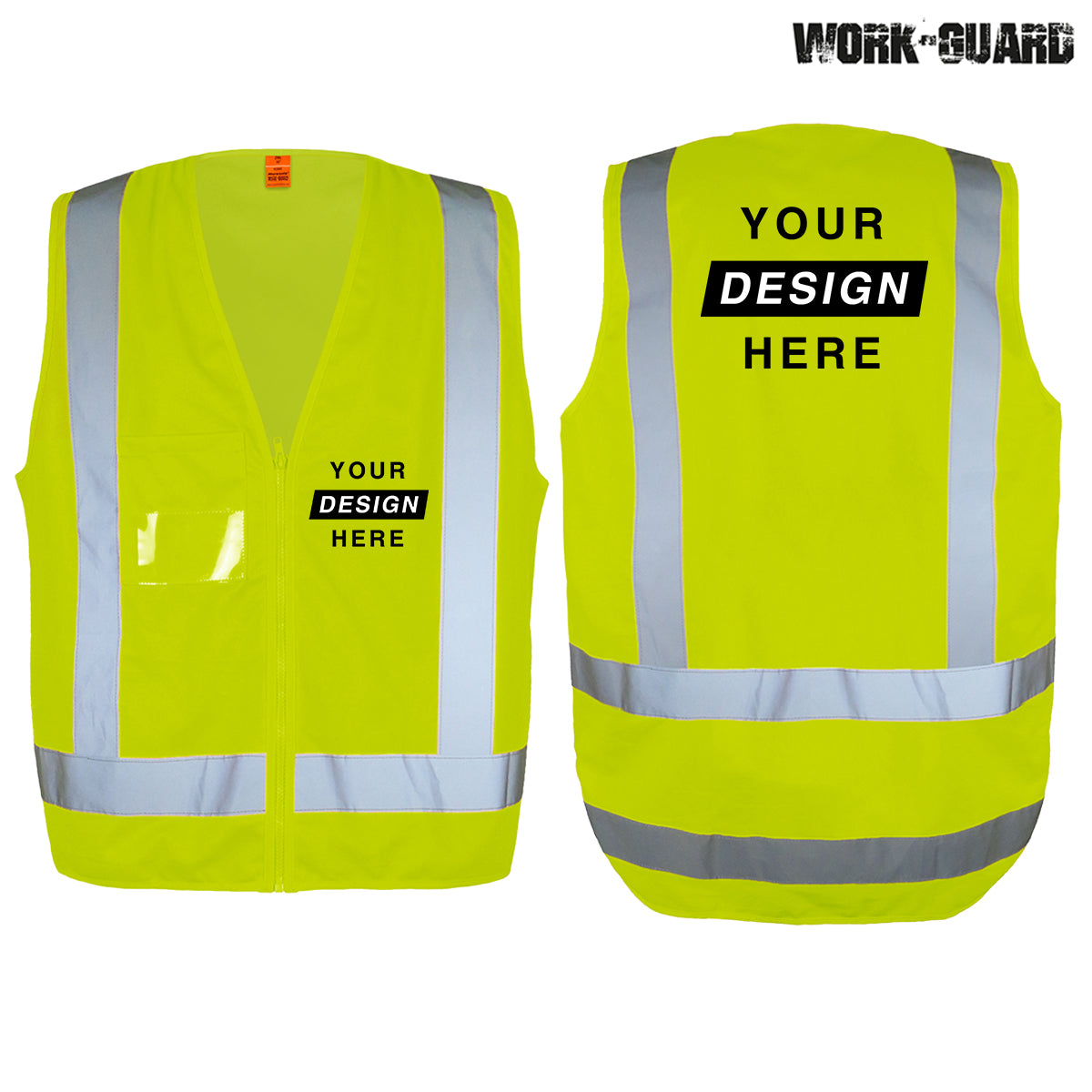 Safety Vest in Yellow that can be personalised on front and back