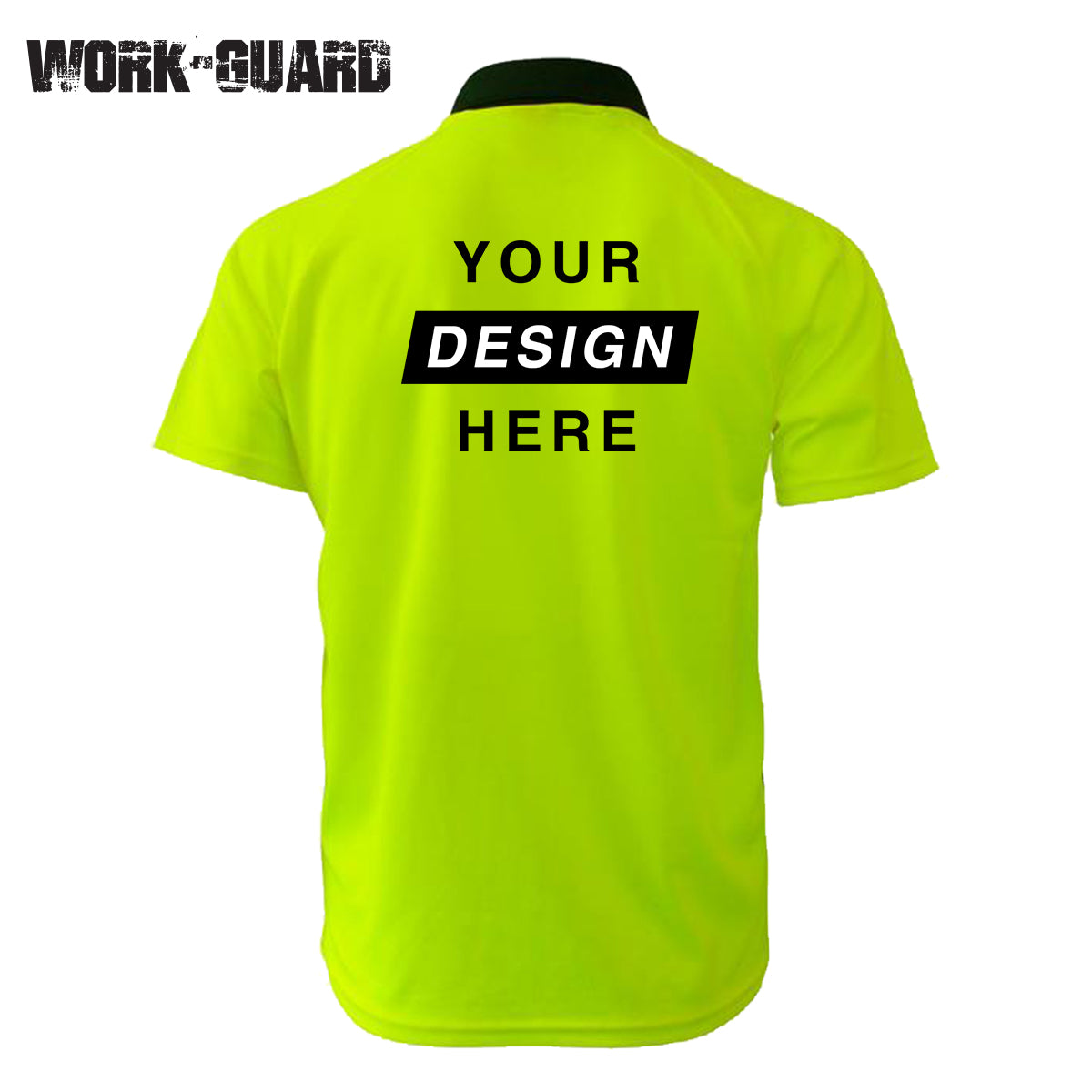 Workguard Polo Shirt in Yellow colour with design printed on back