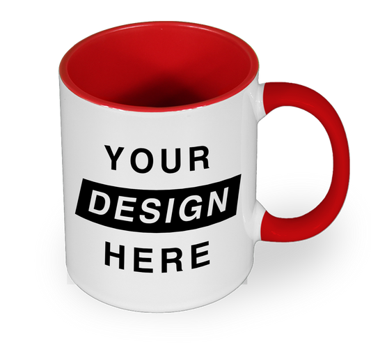 Colour Mug with Red handle and Your Design here design