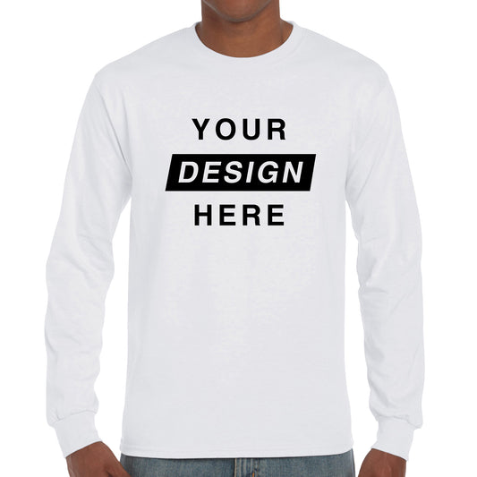 Custom Long Sleeve T Shirts - White -Design-Your-Own