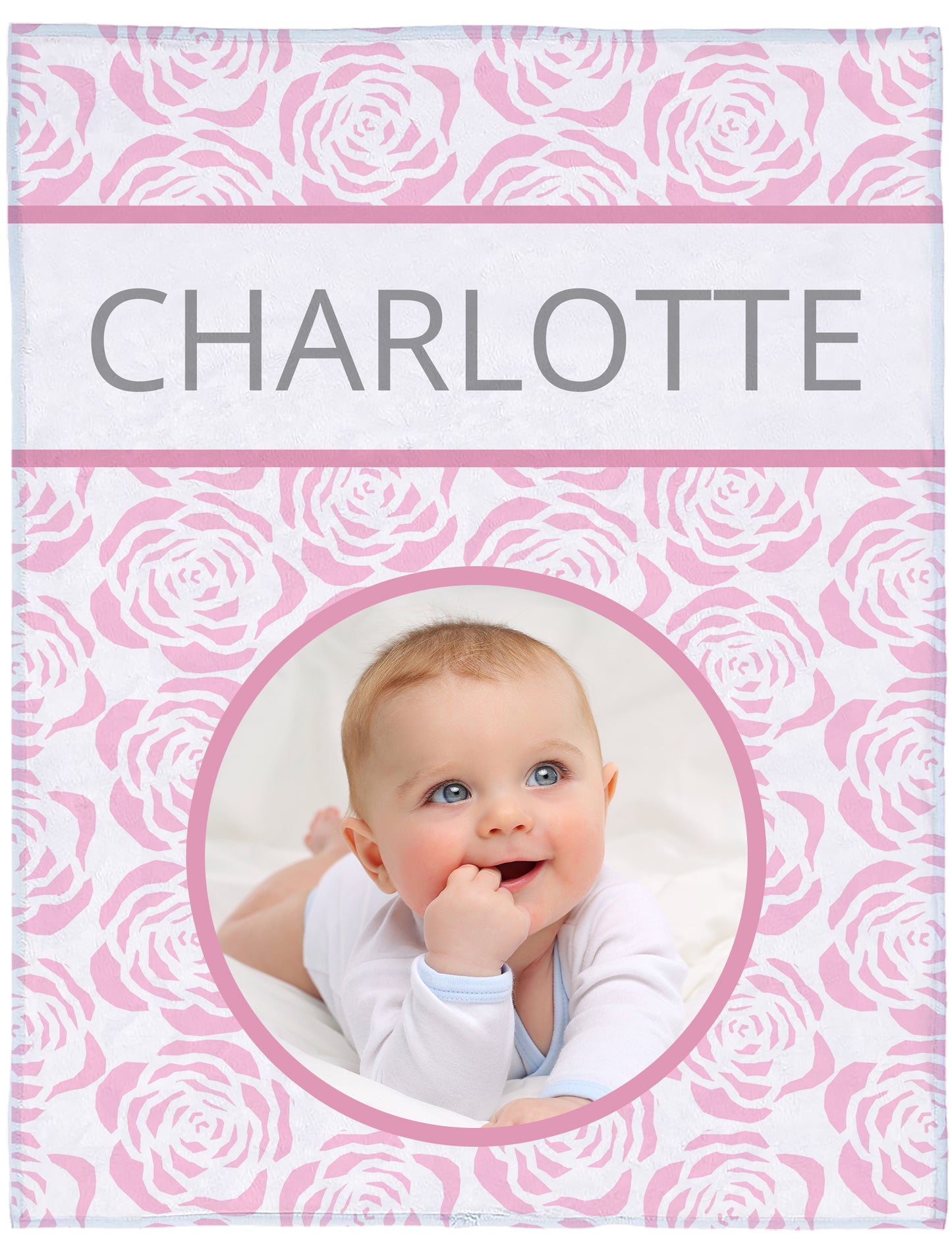 Baby Blanket with Baby Nameand picture - pink design