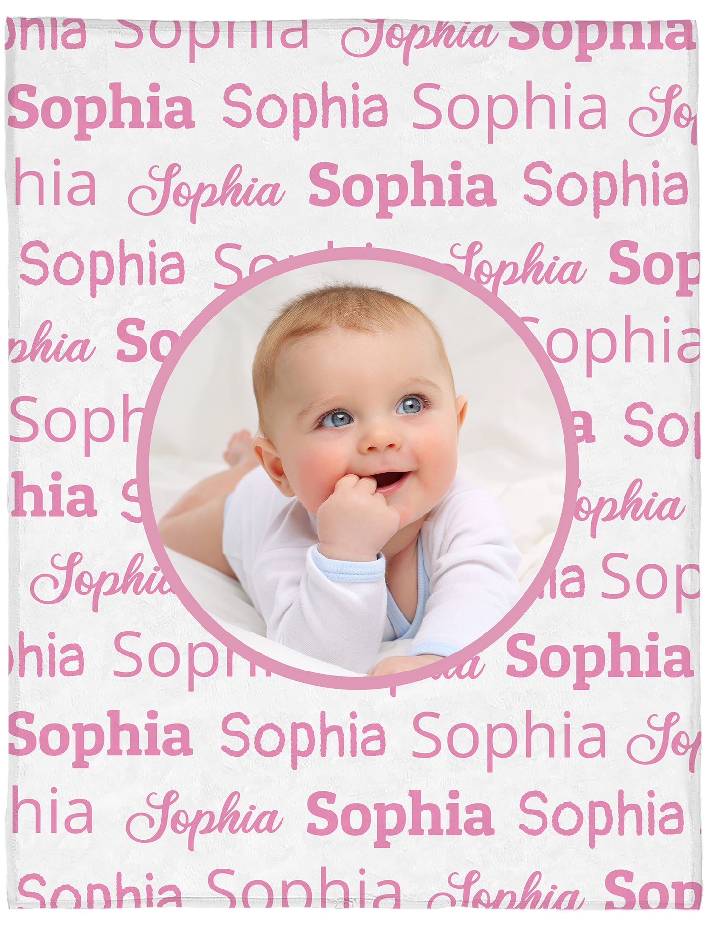 Baby Blanket with Baby Nameand picture - pink design
