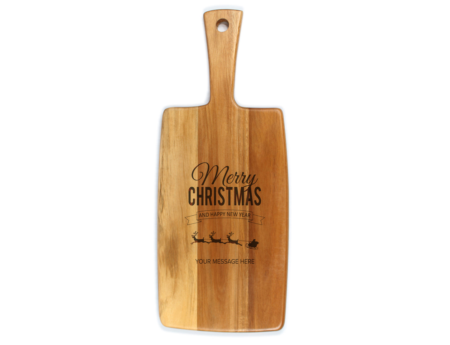 Custom wooden cheese board - engraved with names or initials - Merry Christmas design