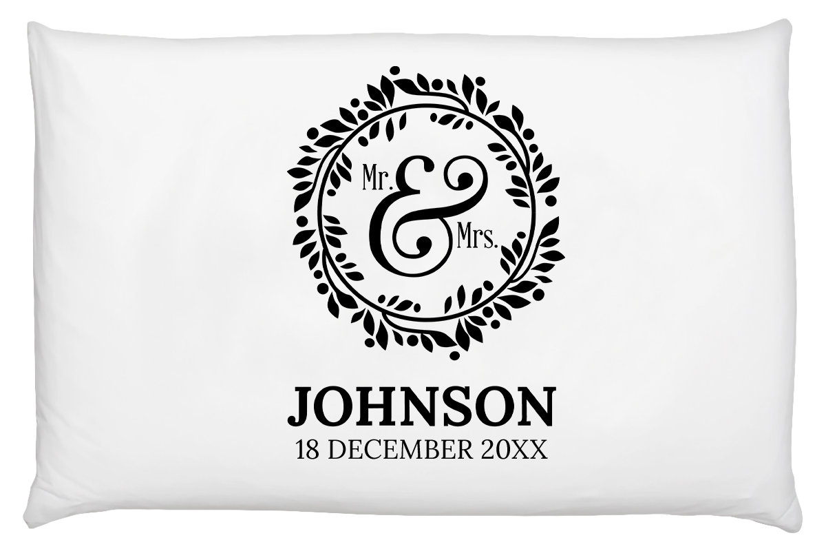 Mr & Mrs Wreath Custom Pillow Case