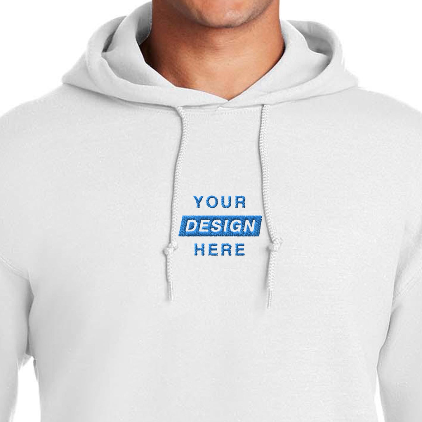 Embroidered Hoodie - white with logo on front - center