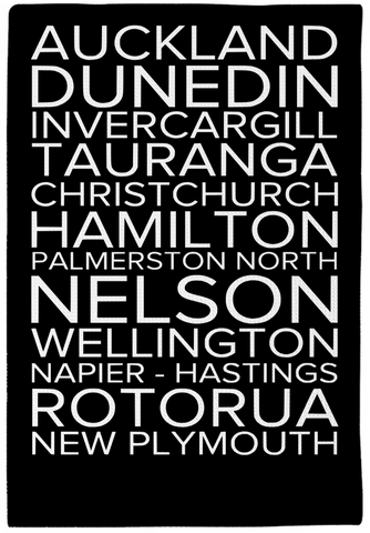 Tea Towel - New Zealand Cities and Towns