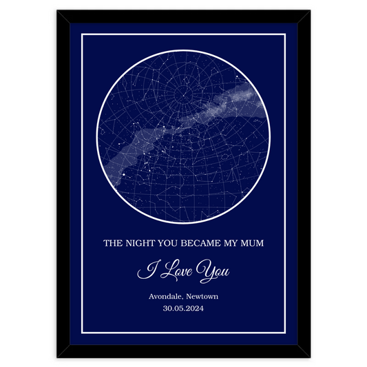 Custom Star Map with Blue mat board