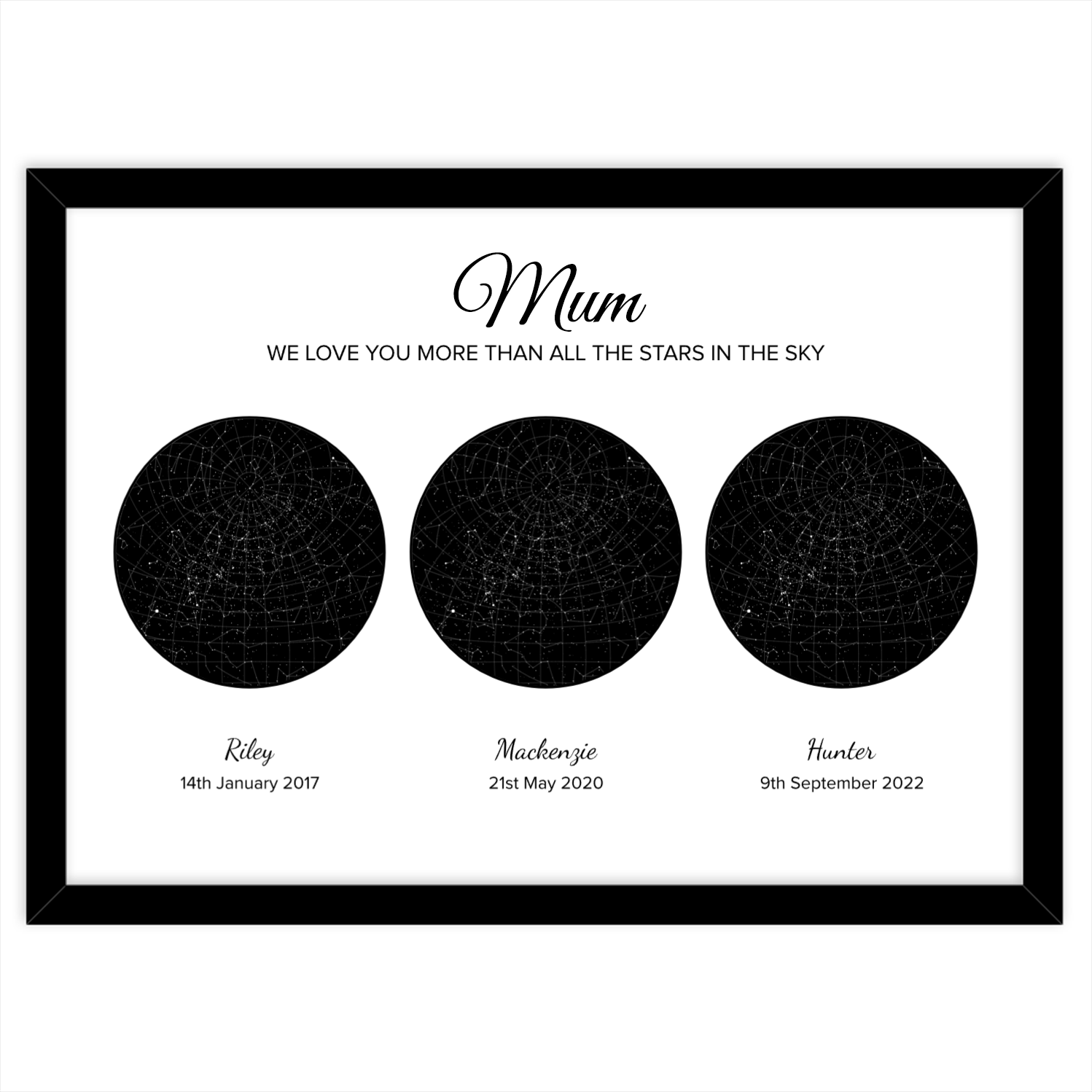 Custom Triple Photo Star Map with Mum design