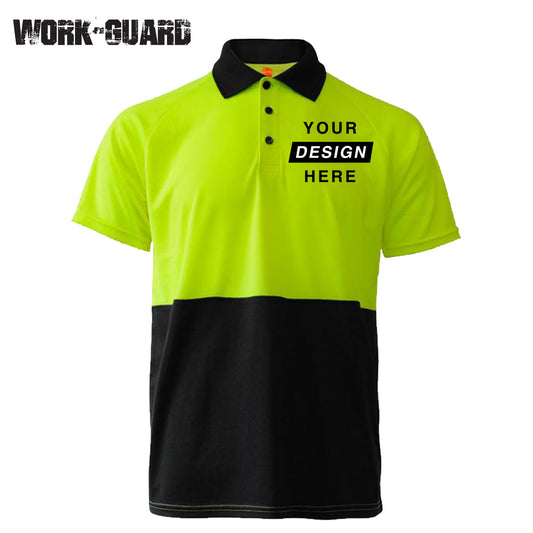 Custom Workwear - Polo-Shirt yellow with logo area that can be customised.