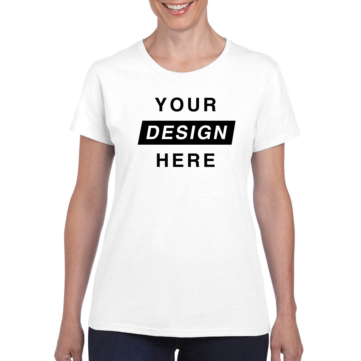 Design Tees for Women with White Colour and Front Design