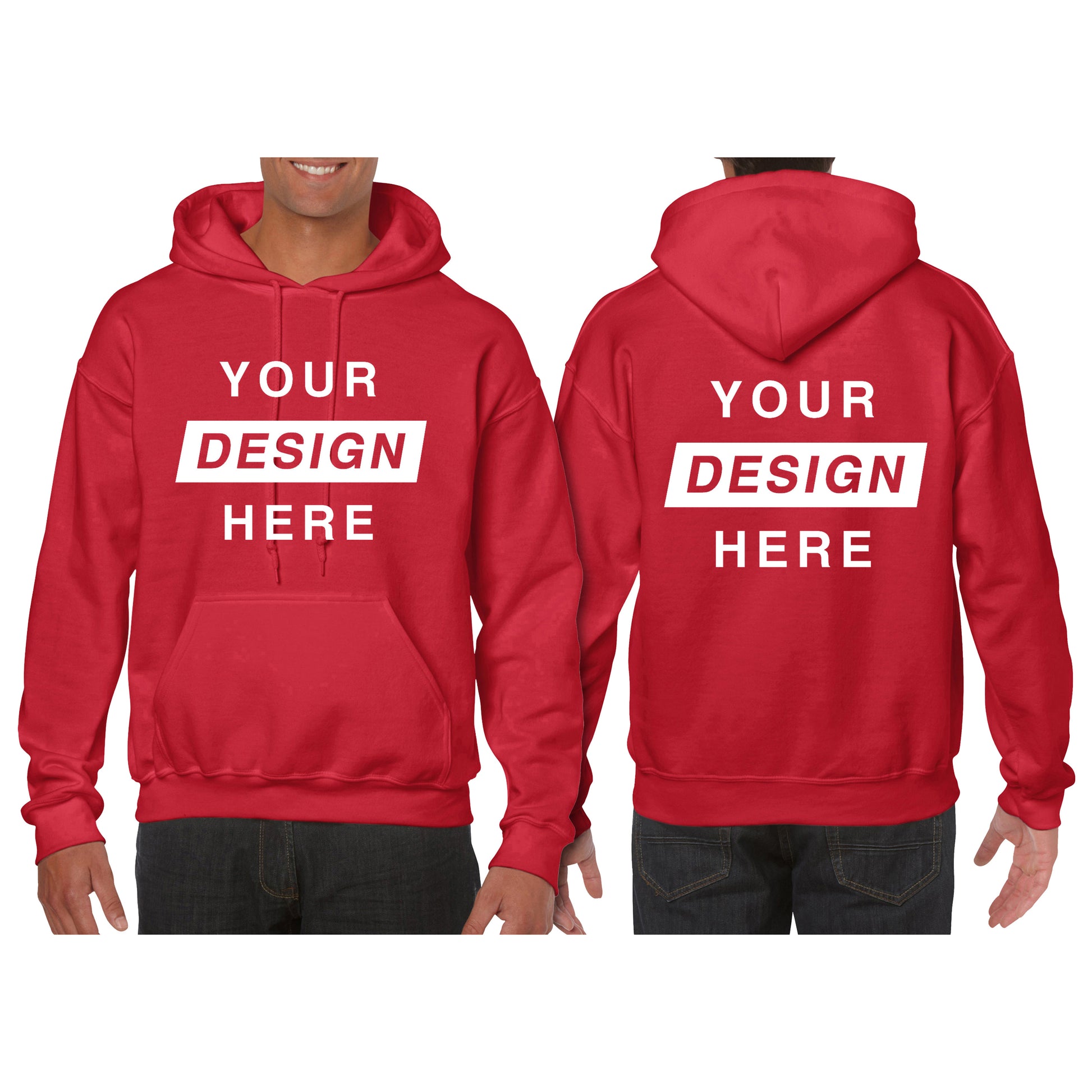 Design Your Own Hoodie - Red - Adult - Front and Back