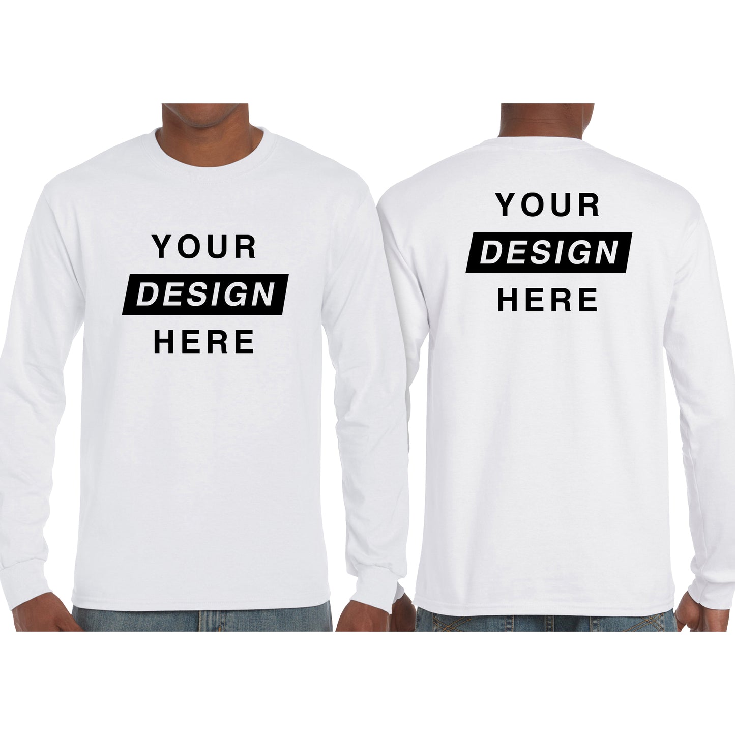 Custom Long Sleeve T-shirt with design printed on front and back side