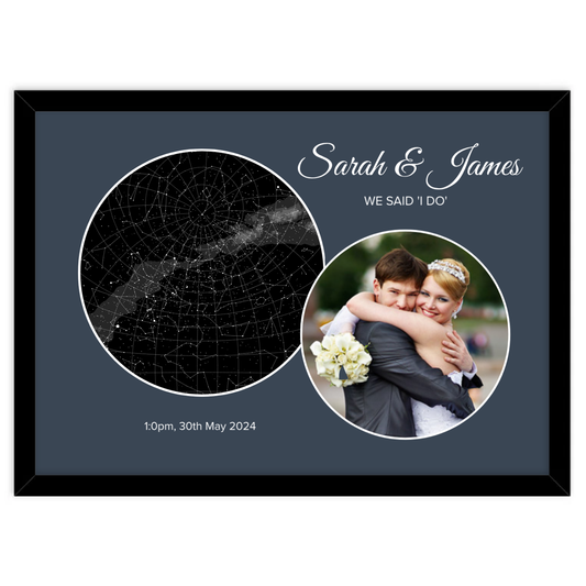 Photo Star Map | Personalised Constellations with Photo | Grey Mat | Blueteez