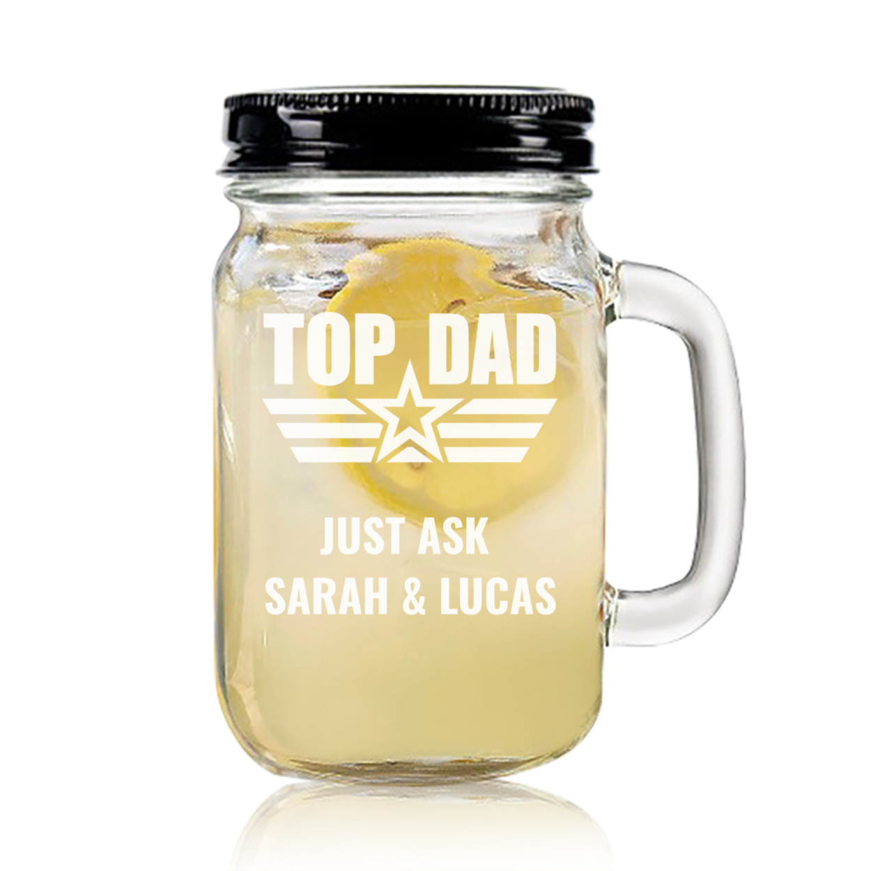 Custom Glas Jars with Top Dad Design