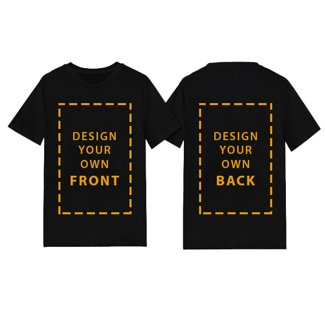 Design view of a Men's T-Shirt with front and back print area