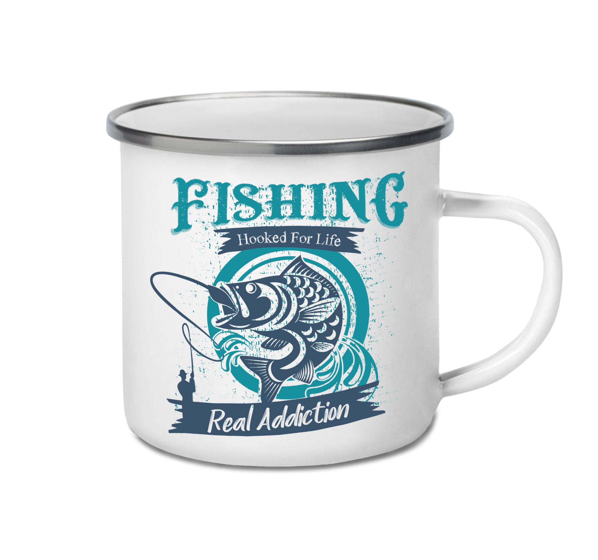 Personalised enamel camping mug – Hooked for Life design