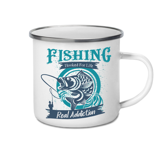Personalised enamel camping mug – Hooked for Life design