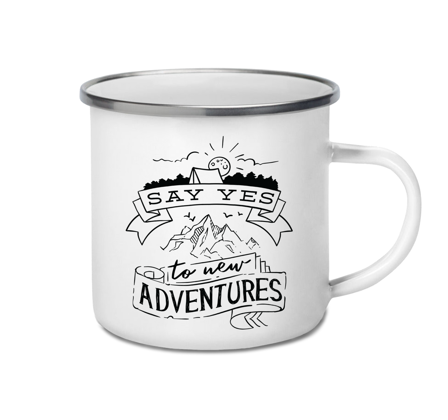 Personalised enamel camping mug – New Adventures design