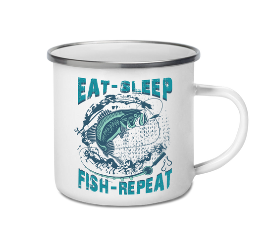 Enamel Mug 12oz 350ml - Eat Sleep Fish Repeat