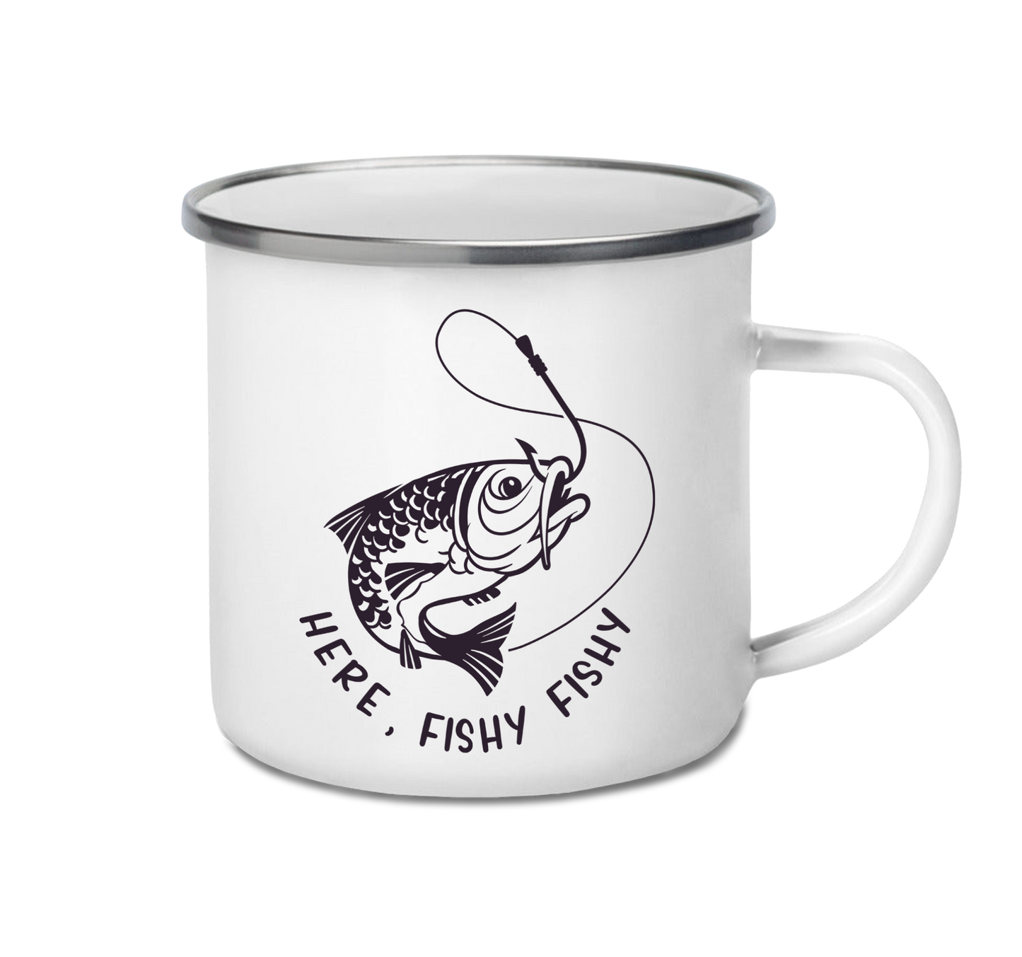 Enamel Mug 12oz 350ml - Here Fishy Fishy Fishy