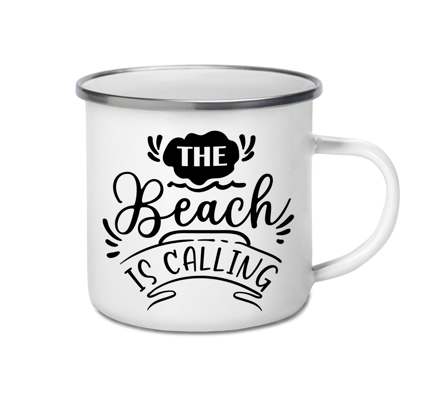 Enamel Mug 12oz 350ml - The Beach is Calling
