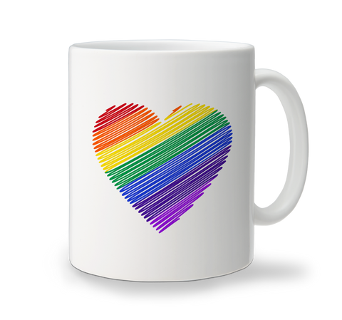 Ceramic Mug - Rainbow Heart Sketch